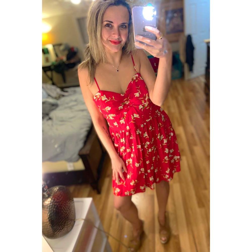 Short Pink Floral Dress Casual